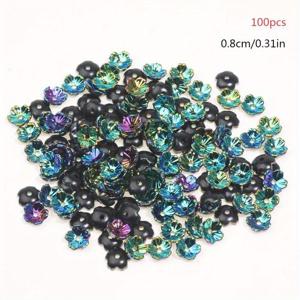 TEMU 100개 8mm DIY 스페이서 비즈 - AB 컬러 변화 아크릴 비즈, 꽃무늬 비즈, 팔찌, 목걸이, 귀걸이, 와이어 랩핑 & 스트링 공예용