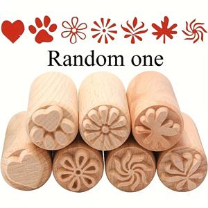 TEMU 목재, 세라믹, 도자기용 도구 - 하트와 꽃 디자인의 점토 스탬프 롤러 - 도자기 장식 제작을 위한 무전원 목재 조각 도구