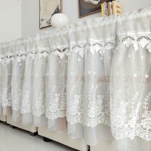 TEMU 유럽 스타일 레이스 커튼 패널 - 정교한 플로럴 & 스캘럽 엣지, 쉬어 세미 쉬어 로드 포켓 창문 드레이프, 손세탁 가능한 패브릭, 문 및 파티션용 - 화이트 레이스 패널 (전 방 용도)