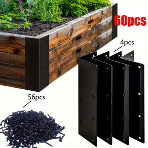 TEMU 60개 두꺼운 160mm 오버사이즈 L자형 앵글 브래킷, 56개 나사 세트 포함 4개 앵글 브래킷 정원 울타리 브래킷 커넥터 90도 침대 앵글 앵글 브래킷 선반 지지 추가