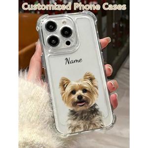 TEMU 맞춤형 휴대폰 케이스, DIY 투명 반려동물 사진 휴대폰 케이스, 아이폰 17/16/15/14/13/12/11/Pro Max/Plus/Air/Mini/XR/X/XS/Xs Max/7/8/7P/8P 호환, 충격 방지 코너 디자인, 완벽한 선물, 고양이와 강아지 반려동물 사진 맞춤형 휴대폰 케이스
