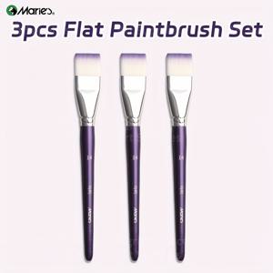 TEMU Marie의 14 사이즈 대형 납작 페인트 브러쉬 3개 세트. 아크릴 페인팅용으로 디자인되었으며 나일론 브러쉬 모가 사용됩니다. 숫자, 과슈, 공예, 모델, 수채화, 계란, 돌, 캔버스 등 다양한 프로젝트에 적합한 미술 도구입니다.