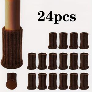 TEMU 24개 세트, 테이블 다리용 신축성 있는 바닥 보호대, 미끄럼 방지 의자 다리 커버, 가구 다리 보호대, 바닥 보호대, 테이블 및 의자 커버, 테이블 및 의자에서 발생하는 이상한 소음 감소를 위해 설계됨, 탄성 니트 디자인