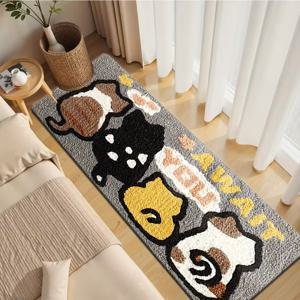 TEMU 1개 귀여운 컬러풀 만화 고양이 미끄럼 방지 매트 - 부드러운 플러시 바닥 매트, 4가지 색상 호랑이 고양이 (검정, 회색, 갈색) 욕실, 주방, 방에 적합 - 세탁기 사용 가능 바닥 매트, 에어리어 매트, 러닝 매트, 현관 매트