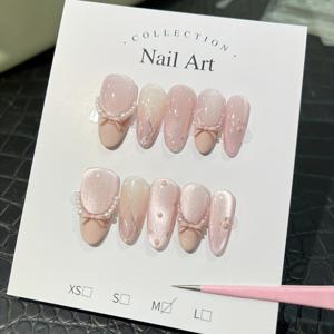 TEMU 10개 수제 귀여운 리본 탈착식 손톱 매니큐어 스티커