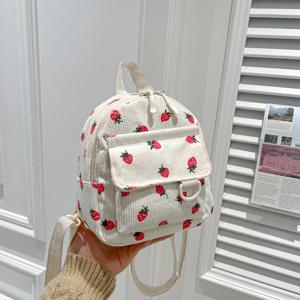 TEMU 여성용 딸기 프린트 백팩 - 여행, 출퇴근, 대학생활에 적합한 가벼운 가방, 조절 가능한 스트랩 & 다중 수납공간, 귀여운 '북백'