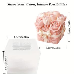 TEMU 1개 재사용 가능한 실리콘 몰드 - DIY 공예용 리얼리스틱 3D 장미 & 리본 부케 꽃상자 (왁스/레진/석고 사용 가능) - 내구성 강한 로맨틱 캔들, 비누, 석고 공예용 몰드 - 발렌타인데이, 생일, 크리스마스 선물로 이상적