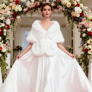 TEMU 고급스럽고 부드러운 여성용 숄 (인조 소재) - 결혼식, 겨울철 따뜻함, , 파티에 참석하는 신부를 위한 우아한 액세서리로 완벽하며, 추운 날씨 및 공식 행사를 위해 디자인되었습니다.