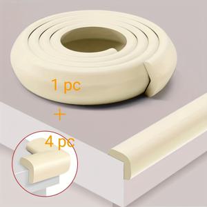 TEMU 5개입 고강도 고무 가구 코너 보호대 | 화이트/베이지 엣지, 간편한 설치, 스크래치 방지 테이블 상판 및 벽 보호 매트, 테이블, 의자, 문, 바닥에 적합 - 반려동물 친화적 쿠션 (페놀 없음)