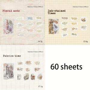 TEMU 60개/봉지 (각 스타일 20개씩 3종) 스머지 잉크 스티커 팩 - 저널, 플래너, 스크랩북, 워터 데칼용 - 스머지 테마 문구류 선물, 생일 및 휴일 장식|편지지