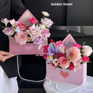 TEMU 10개입 오일 페인팅 스타일 봉투형 꽃 선물 상자 - 러브 레터 디자인 DIY 꽃바구니 포장, 결혼식, 생일, 졸업, 발렌타인데이, 어버이날, 스승의날 선물용 - 우아한 종이 상자, DIY 플로리스트 & 파티 데코