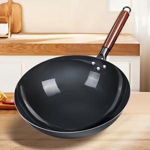 TEMU ZGV 주철 프라이팬 - 1팩 내구성 - 둥근 바닥 녹 방지 - 세척 쉬운 철재 보충 - 무전원 식품 안전 - 가정 및 레스토랑 사용에 적합