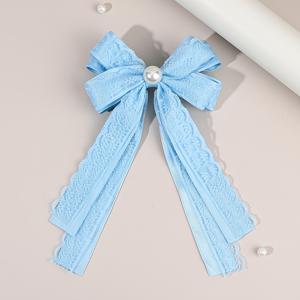 TEMU 1개 우아한 인조 & 레이스 헤어 보우 클립 롱 태슬 - 멀티컬러 보우노트 바레트, 여성용, 데일리웨어, 파티, 땋은 머리, 포니테일, 번 - 헤어 액세서리