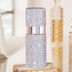 TEMU 1/3개 멀티 컬러 라인스톤 스프레이 병 (핑크/골드/실버) | 고급 글리터 스타일 플라스틱 원통/직사각형 휴대용 용기 | 누출 방지 리필 가능 화장품 미스트 디스펜서 (여행용)