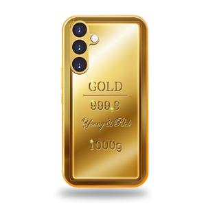 TEMU 휴대폰 케이스 - 금색 바 텍스처의 메탈릭 유리 폰 케이스는 S25, S24, S23, S22, S21, S20, 갤럭시 A 및 노트 시리즈를 포함한 다양한 삼성 갤럭시 모델용으로 설계되었습니다. 강화 유리로 충격 방지 보호 기능을 제공합니다.|S21케이스