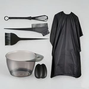 TEMU 7개 헤어 염색 키트 | 가정용 염색 볼, 빗, 브러쉬, 믹서, 귀 보호대, 헤어 덮개 천 포함