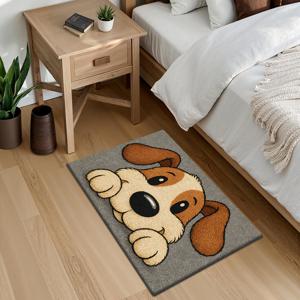 TEMU 제품 [플란넬 + 1cm 두께 스펀지 소재] 귀여운 강아지 머리 프린트 도어매트 | 침실, 주방, 식당, 욕실 등 다양한 공간에 적합, 미끄럼 방지 및 세탁기 사용 가능, 다기능 플란넬 매트, 부드럽고 편안하며 실용적, 휴일 장식용