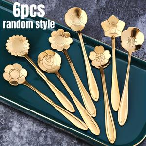 TEMU 디저트에 이상적인 스테인리스 스틸 티스푼 6개 세트 - 작은 커피 스푼, 차, 수프, 모임, 카페 및 식당에 적합한 매력적인 디저트 스푼