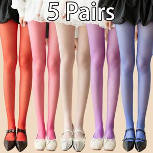 TEMU 5켤레 초박형 시스루 팬티 스타킹 | 여성용 패브릭, 단색, 미끄럼 방지 허리 밴드, 가볍고 통기성 좋음, 봄, 여름, 가을에 적합, 손세탁만 가능