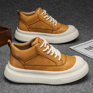 TEMU 남성용 키높이 통굽 하이탑 스니커즈 - 고강도 PVC 솔, 레이스업 발목신발, 캐주얼, 아웃도어, 데일리웨어용 - 사계절용 운동화 키높이신발|남자운동화