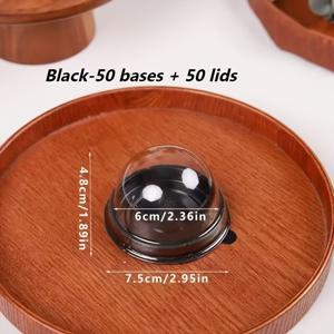 TEMU 100개 (베이스 50개 + 뚜껑 50개) 투명 미니 플라스틱 케이크 박스 - 플립탑 돔 뚜껑 포함, 재사용 가능, 컵케이크, 치즈케이크, 페이스트리, 생일, 결혼식, 파티, , 카페용 라운드 용기 - 손세척 가능