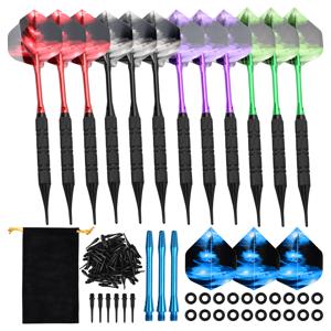 TEMU 플라스틱 다트 팁, 전문 소프트 다트 세트, 추가 알루미늄 샤프트 3개, 다트 플라이트 3개, 다트 팁 100개, 고무 링 20개, 패브릭 백 1개, 바 파티 게임용