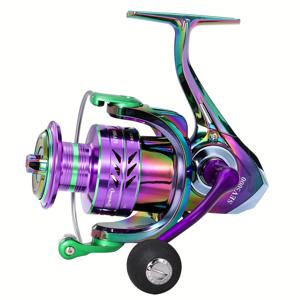 TEMU 스테인레스 스틸 스핀닝릴, 5.0:1/4.9:1 기어 비율 낚시릴, 나사로 고정된 핸들이 달린 가벼운 부드러운 민물 바다물 낚시릴