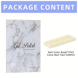 TEMU 160가지 네일 폴리쉬 색상이 담긴 컬러 차트 북. 네일 폴리쉬를 소개하며, 240개의 네일 팁이 장착되어 있습니다. 전문가용 젤 폴리쉬 네일 아트를 위해 설계되었으며, 젤 폴리쉬 색상을 보여주고 있습니다. 접착제 없이 삽입 가능한 네일 팁이 포함되어 있습니다.