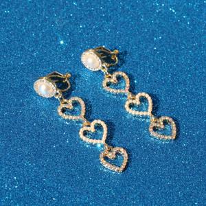 TEMU 여성용 클립온 귀걸이 한 쌍, 피어싱 없는 하트 모양 여성용 귀걸이, 페이스 스터드 귀걸이, 귀여운 긴 술 스터드, 스타일|피어싱