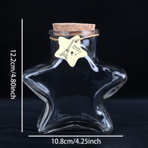 TEMU 코르크가 달린 행운별 소원 병 1개, 유리 병, 메시지 인 병, 선물, 별, 펜타그램 보관 소원 병