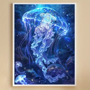 TEMU 1개, 성인용 5D 페인팅 키트, 아름다운 해파리 디자인, 풀 드릴 아트 세트, 라운드 스톤 DIY 프로젝트, 초보자 및 취미 활동가용 벽 장식품, 액자 없는 홈 데코 선물, 침실 또는 거실 인테리어용, 11.8인치 x 15.8인치|보석십자수