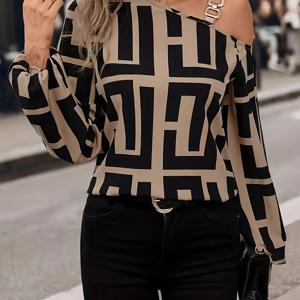 TEMU 로드사이드 롱 슬리브 메이즈 그리드 셔츠 여성용 탑 봄 여름 가을 에디션