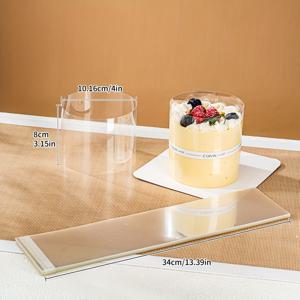 TEMU 20개 투명 무스 케이크 링/4인치 접착식 케이크 몰드/DIY 케이크 칼라, 무스 케이크 슬라이스 및 가장자리 장식용