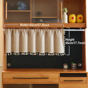 TEMU 라이트 브라운 태슬 커튼 1쌍, 간편한 단색 디자인, 일본 스타일 소재 사용, 거실, 침실, 주방에 적합, 창문 및 캐비닛 장식 및 커버에 완벽