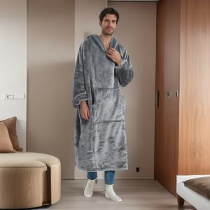 TEMU 최고의 겨울 선물: 남녀 모두를 위한 매우 부드럽고 양면 사용 가능한 플란넬 후드티. 이 오버사이즈의 포근한 후드 담요는 특대형 포켓을 갖추고 있으며 세탁기 사용이 가능합니다.