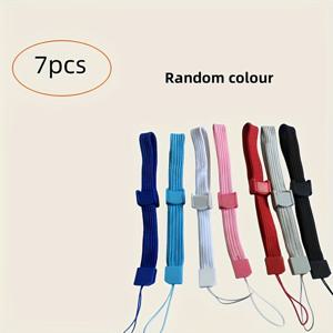TEMU 7개의 조절 가능한 폴리에스터 손목 끈 (파랑, 흰색, 분홍색, 빨간색, 회색, 검정색) - 카메라, 게임 콘솔, 휴대폰, PSP, 리모컨, MP3 플레이어, 카메라 액세서리용 내구성 있는 슬라이더 잠금 장치 | 조절 가능한 슬라이더 잠금 장치 | 내구성 있는 폴리에스터 끈