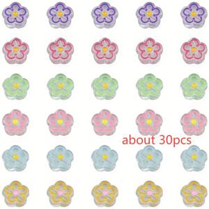 TEMU 20mm 약 30개 혼합 색상 꽃 모양 아크릴 소재 DIY 팔찌, 보석, 열쇠 체인 펜던트, 의류 액세서리, 장식 비즈에 적합합니다.