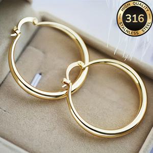 TEMU 저자극성 스테인리스 골든 후프 귀걸이, 변색 방지, 편안하고 다용도, 심플하면서 우아한 고품질 패션 여성용 일상 및 파티 액세서리, 여성을 위한 고급스러운 선물