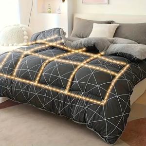 TEMU 1개 현대적 기하학 패턴 양면 담요, 세탁기 사용 가능, 사계절용 침대·소파·캠핑용 - 침실, 게스트룸, 기숙사 다목적 폴리에스터 충전재 커버 포함|이불|소파|쇼파커버