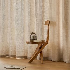 TEMU 유럽 스타일 레트로 반투명 커튼, 부드러운 터치감, 자연스러운 드레이핑, 침실·거실·주방·발코니용 프라이버시 보호|커튼봉