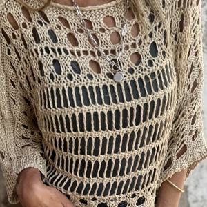 TEMU 여성용 홀우드 원숄더 디자인의 루즈핏 스웨터, 스타일리시한 휴가에 완벽