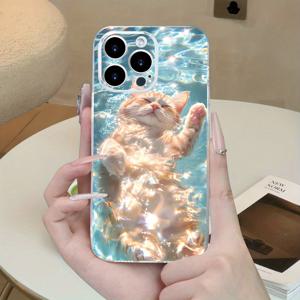 TEMU 아이폰 16/15/14/13/12/11 프로 맥스 플러스 미니용 키티 목욕 프린트 투명 폰 케이스 - 여성, 남성, 소녀를 위한 스타일리시하고 내구성 있는 보호 커버 - 완벽한 선물