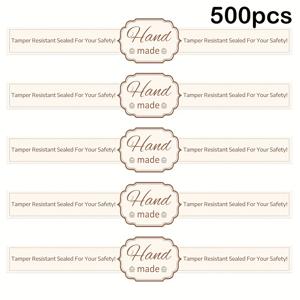 TEMU 500개 수제 음식 소매 패키지 밀봉 라벨 안전 보안 뚜껑 스티커 1x9인치 - 베이킹 선물용 손으로 만든 신선도 라벨