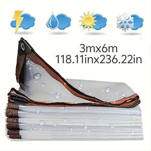 TEMU 에지 스티치, 천공, 고투명 단열 및 방수 원단 - 실내 발코니용, 야외 비와 추위 보호, 보온, 야외 캠핑 비 차단, 차량 보호, 먼지 방지