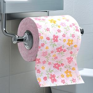 TEMU 1롤 꽃무늬 엠보싱 목재 펄프 화장지 - 클로린 무첨가, 포름알데히드 없음, 탈모 방지, 컬러풀한 핑크색, 고품질 욕실 & 주방 티슈, 주방용 페이퍼 타월, 장식용 소프트 텍스처 종이|화장지