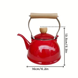 TEMU 1.6쿼트 소형 스토브탑 찻주전자, 쿨터치 손잡이 및 에나멜 찻주전자 - 레드 외관, 별이 빛나는 하늘색 내솥, 가스레인지 겸용, 물, 차, 국물 끓이기용 소형 주전자