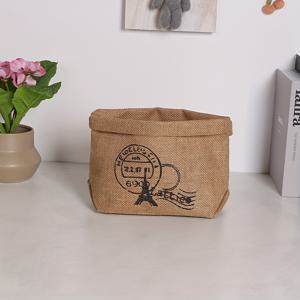 TEMU 1개 섬유 황마 원단 수납백 - 오픈탑 & 클로즈드 바텀 러스틱 원단, 문구류, 액세서리, 소품용 - 사무실, 여행용 - 포켓 호환 가능