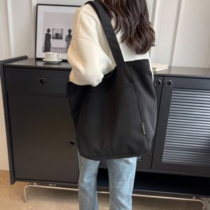 TEMU RAMBOROO 대용량 토트백, 여행용 - 나일론 지퍼 클로저 핸드백, 넉넉한 캐주얼 북백, 스타일리시 데일리 캐리 (오리지널)