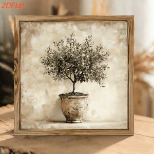 TEMU 2D 플랫 빈티지 올리브 나무 나무 벽걸이 액자 | 8x8인치, 프레임리스, 고화질, 다용도, 가정 또는 사무실 장식에 이상적, 가족 및 친구를 위한 완벽한 선물