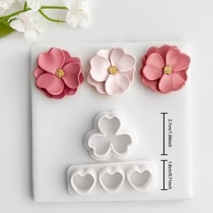 TEMU 2개 듀얼 하트 모양 폴리머 클레이 커터 세트 - 미니 페탈 정밀 커팅 도구, 여름/웨딩/졸업 장식용 플라스틱 베젤 몰드 & 꽃 비즈 공예 키트